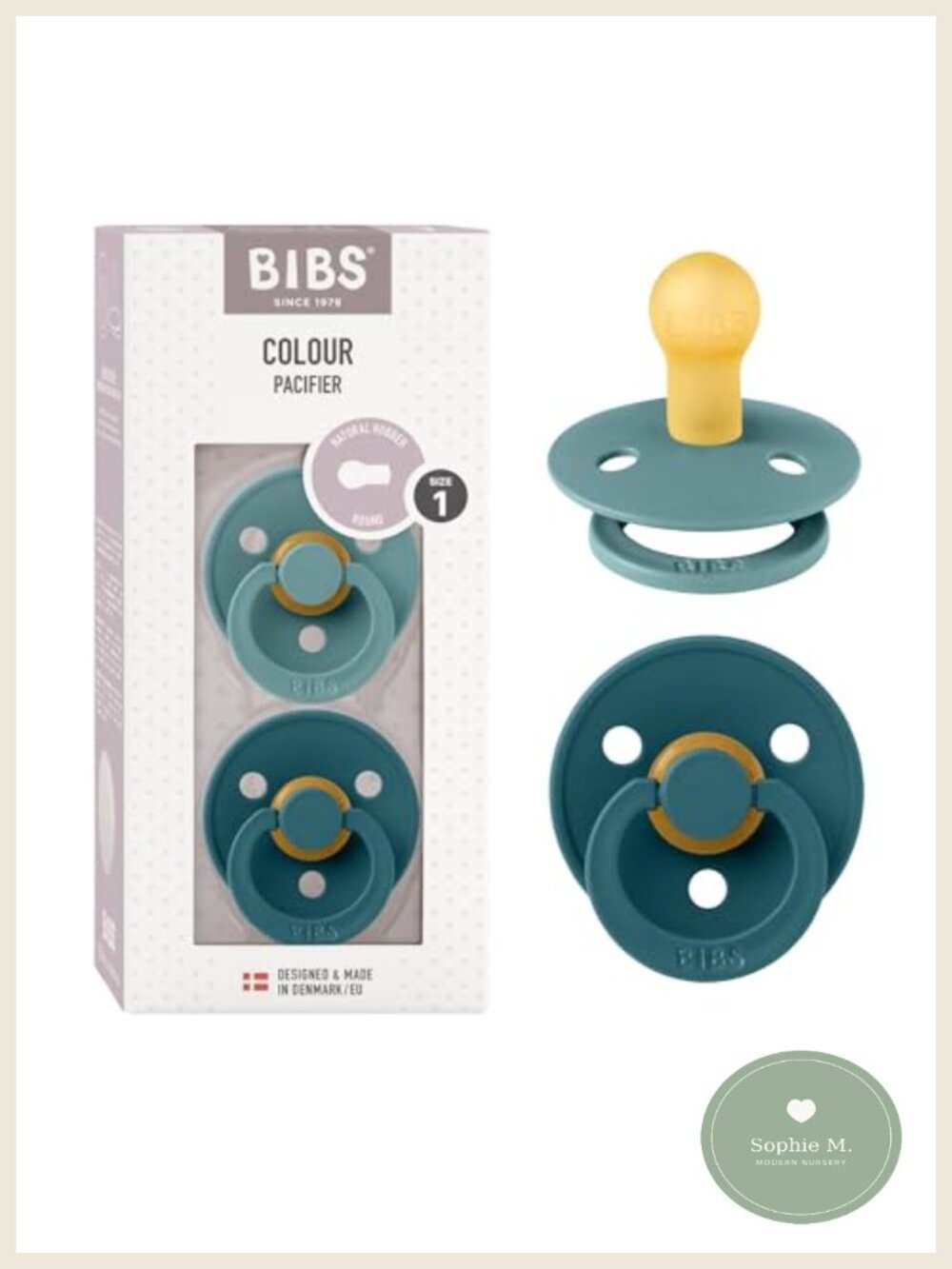 Natural Rubber Baby Pacifiers Round Nipple Set of 2 BPA-Free Soothers